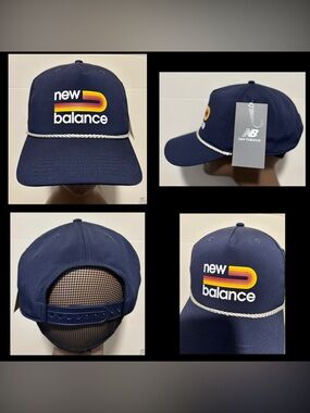 New Balance DNA Logo Grandpa Graphic Hat Navy Blue One Size NWT